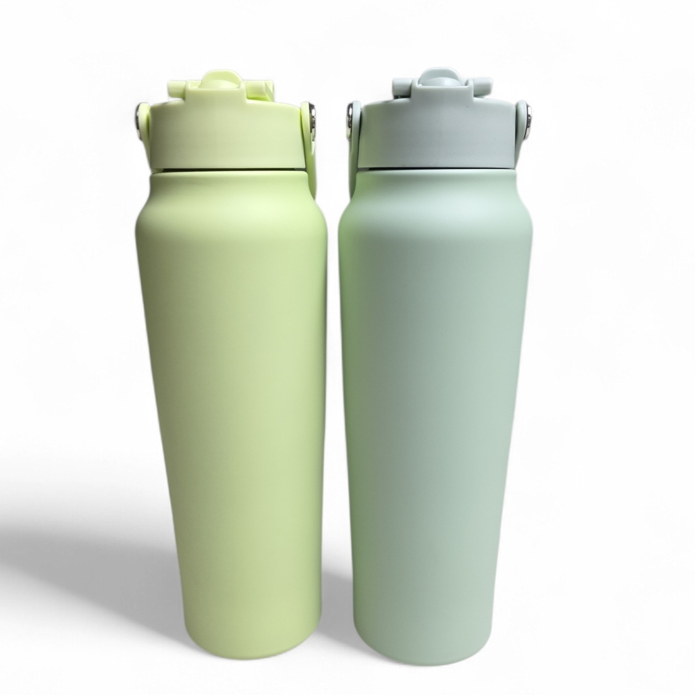 Set of Two Primula Stainless Steel Chug & Sip Water Bottles 30 Oz. Green Tea